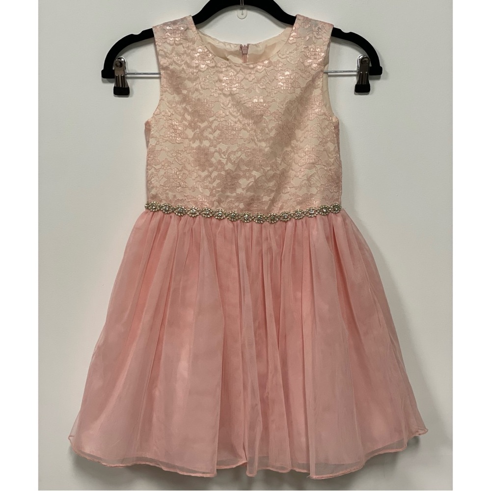 Girls Purple Rose Sleeveless Tulle Skirt Dress Prink Size 7